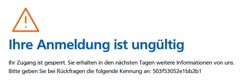 Anzeige PIN gesperrt